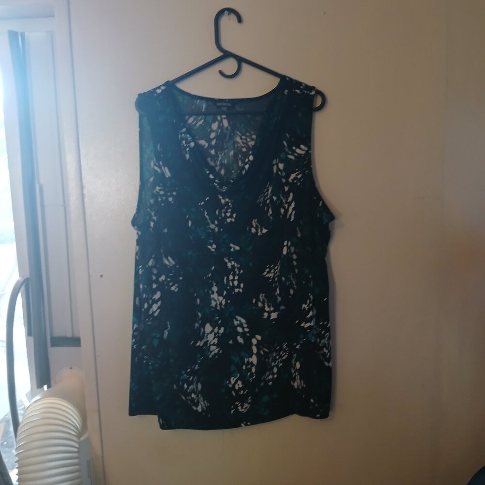 George women's black blue white and green colorful  blouae Size 2x 18W/20W